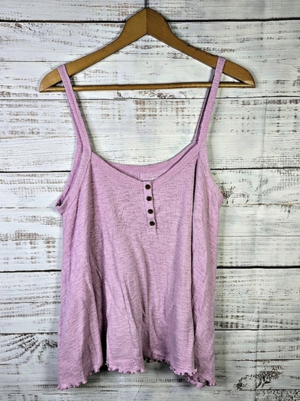 American Eagle Pink Ribbed Henley Tank Top Button Front Women’s Medium